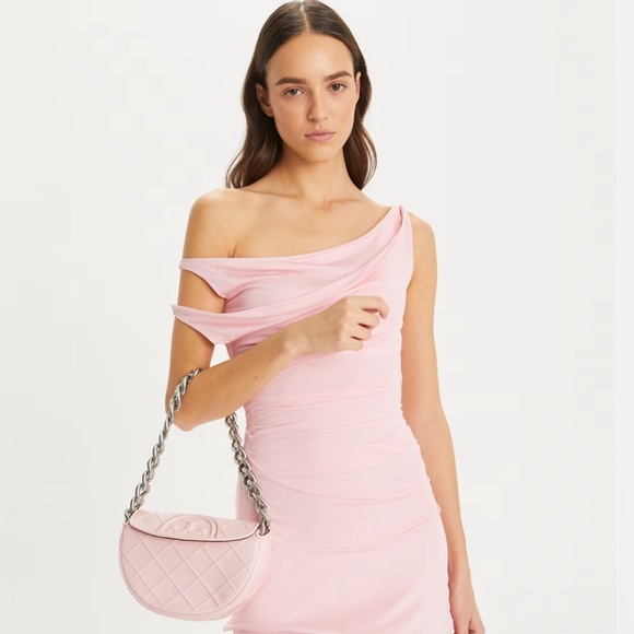 Tory Burch Mini Fleming Soft Crescent Shoulder Bag - Pale Pink - Picture 5 of 8